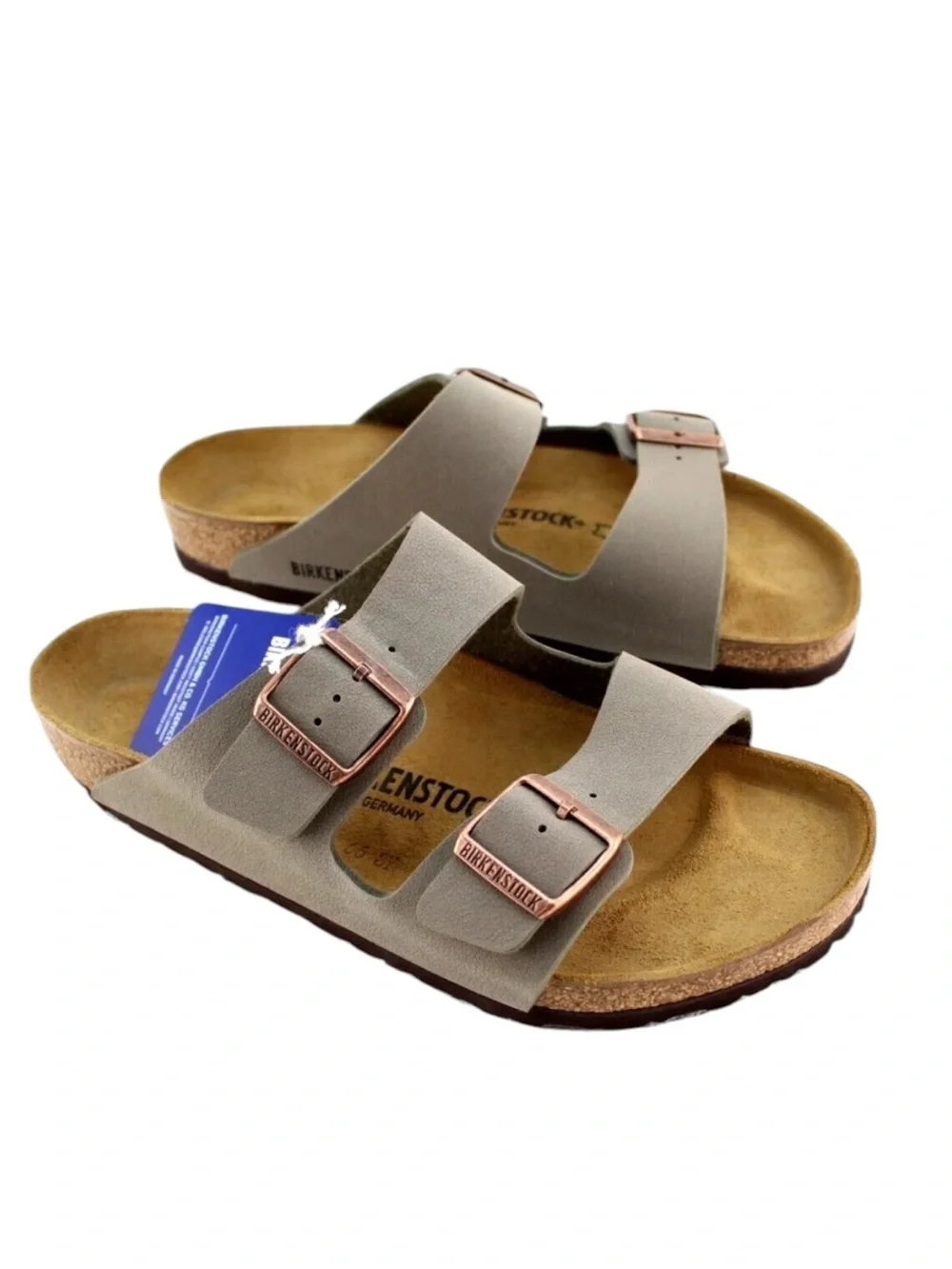 NWT Birkenstock Arizona Birko-Flor Sandals in Stone Size 44 Regular Width